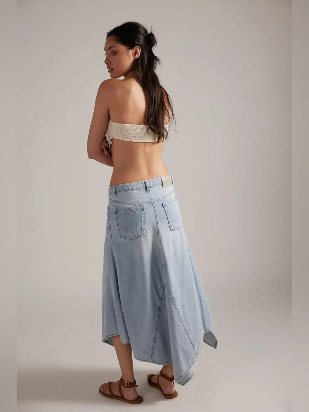 FREE PEOPLE AQUARIUS DENIM MAXI SKIRT